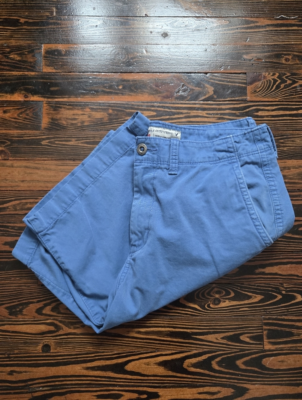 American Eagle Outfitters Men's Blue Chino Shorts 100% Cotton Spring Easter